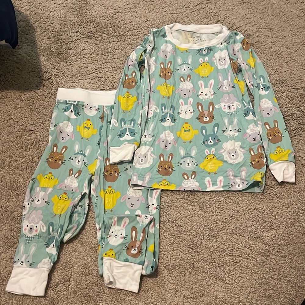 EUC Little Sleepies Aqua Pastel Parade bamboo pajamas